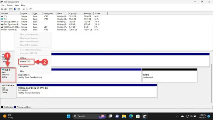 Detach VHD