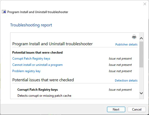 Fix Software Problems Using "Program Install and Uninstall" Troubleshooter 8 details
