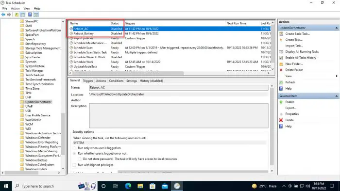 Disable automated tasks