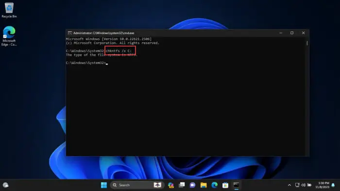 Disable automatic disk check at startup