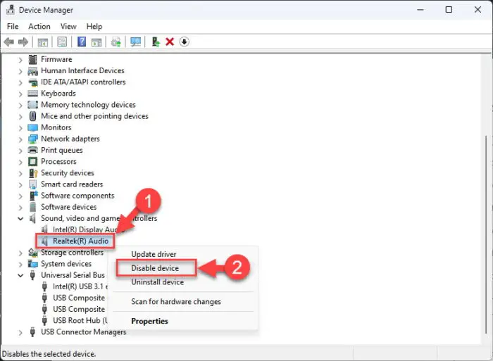 Disable Realtek audio