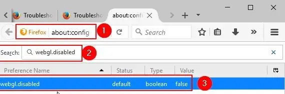 disable webgl in about config firefox
