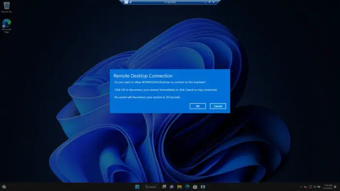 2 Ways To Allow Multiple RDP Sessions In Windows 11/10 2 Disconenction dialog prompt 2