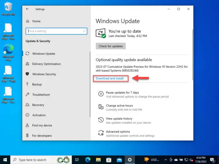 Download and install KB5028244