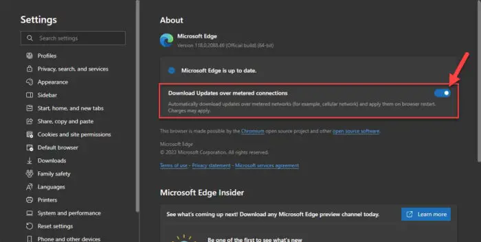 Download Microsoft Edge 118 + Security Baseline With AI-Powered Find On Page 2 Download Edge updates over metered connections