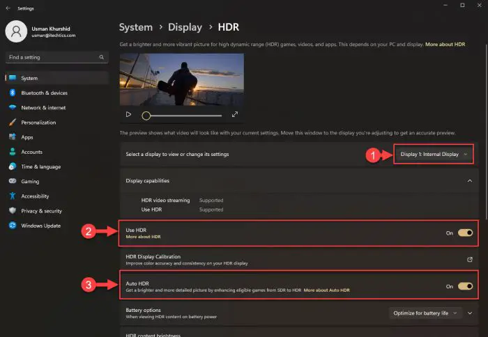 Enable auto HDR