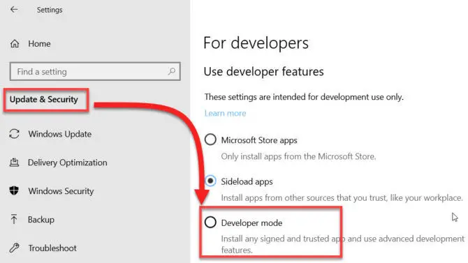 Enable developer mode Enable developer mode