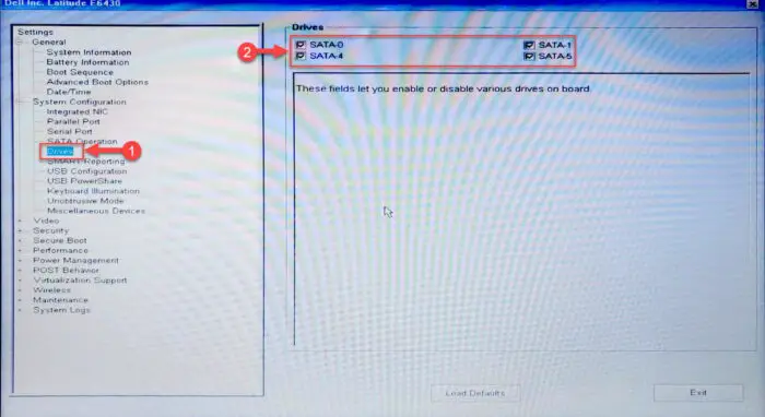 Enable internal hard drive 1