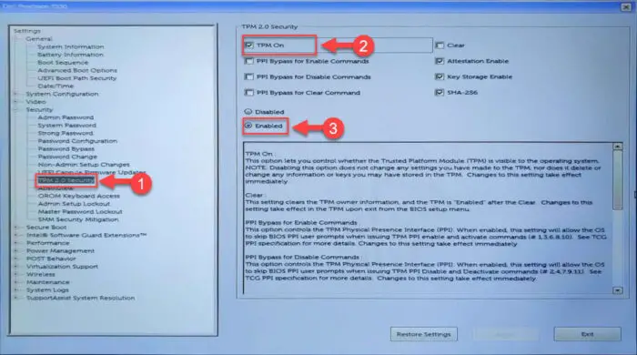 Enable TPM 2 0 from firmware