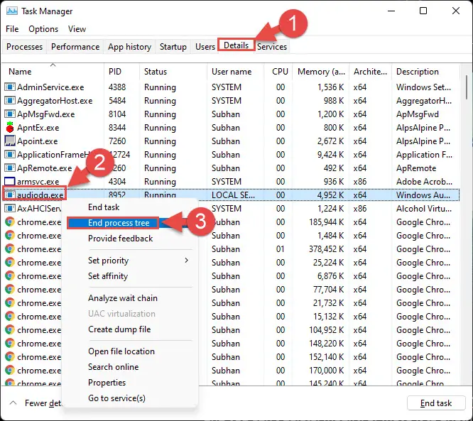How to Delete Locked Files/Folders in Windows 11/10 2 end process tree