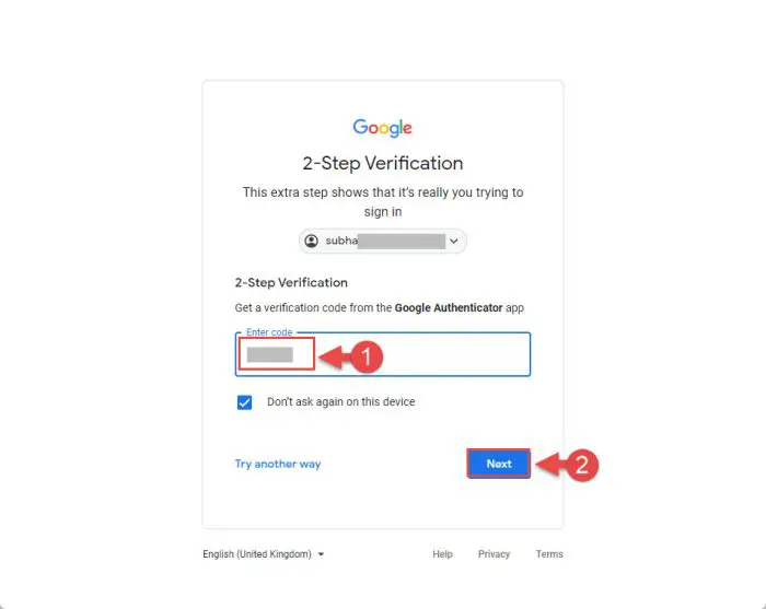 How to Activate Two Factor Authentication On Your Google Account 21 enter code 3 1