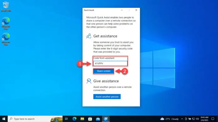 Enter code and share screen
