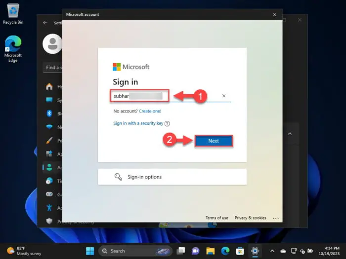 Enter your Microsoft email address