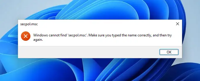 How to Enable Local Security Policy (secpol.msc) in Windows 11 (Home + Pro) 1 error