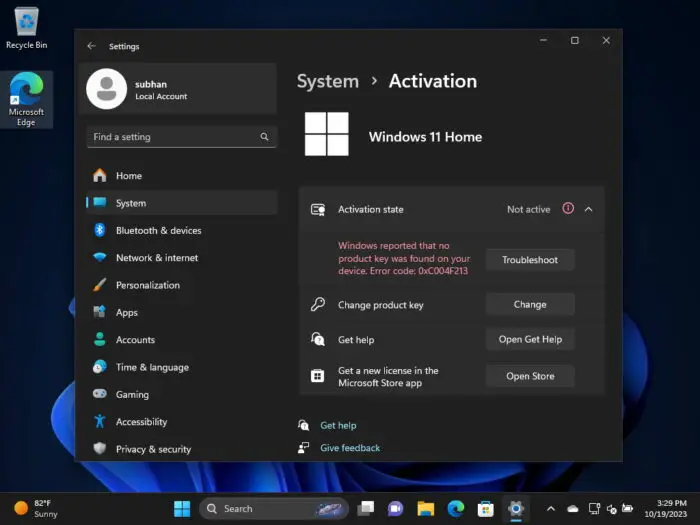 How To Activate Windows 11 3 Example for when Windows 11 is not activated
