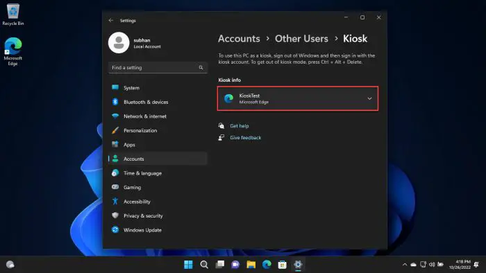 Expand kiosk account
