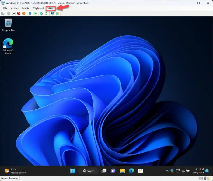 Expand View menu from VM window