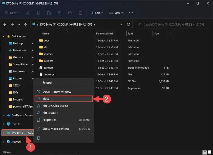 How to Mount ISO Images in Windows 11/10 5 explorer eject context