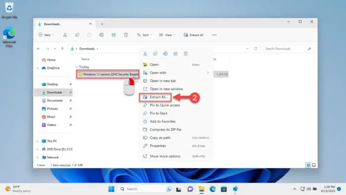 Extract the Security Baseline