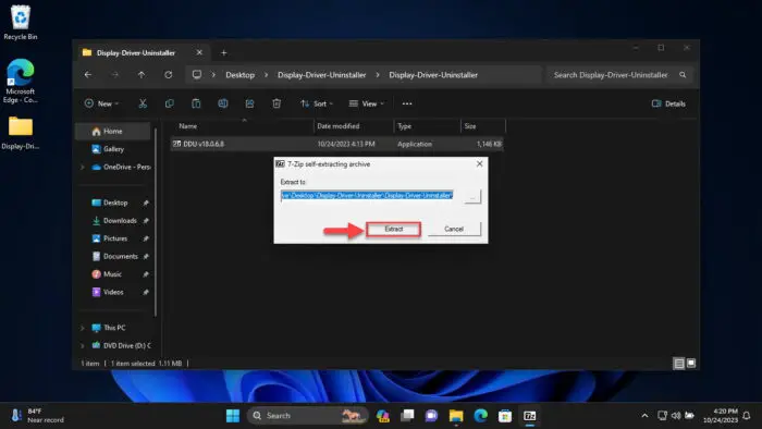 Extract the setup contents