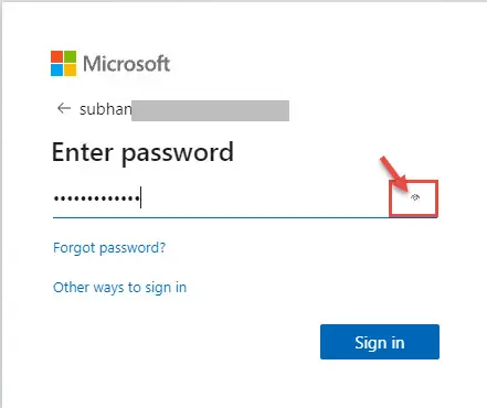 How to Enable or Disable Reveal Password button in Windows 11/10 1 eye icon sample