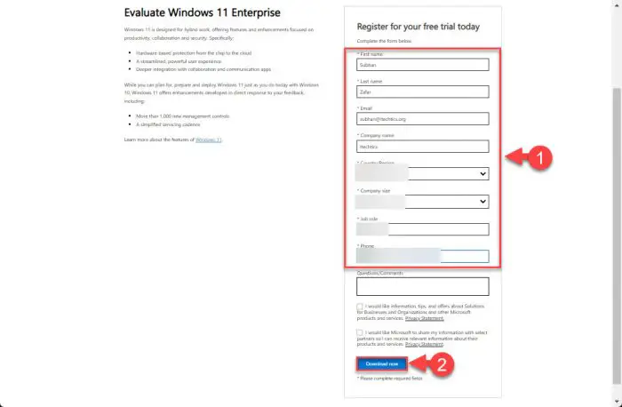 Fill the form