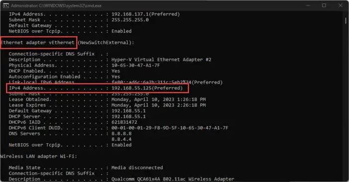 How To Create A Public VPN Server On Windows 11 1 Find local IP address