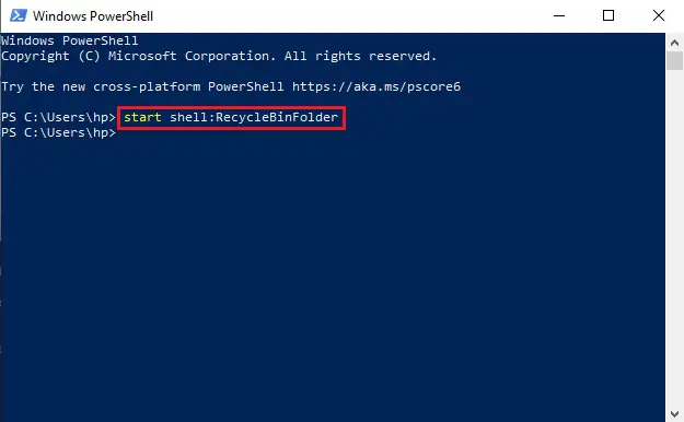 Where Is The Recycle Bin And How To Open It In Windows 10 Open the Recycle Bin using PowerShell
