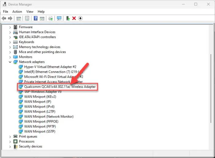 Find supported Wi-Fi standard from Device Manager