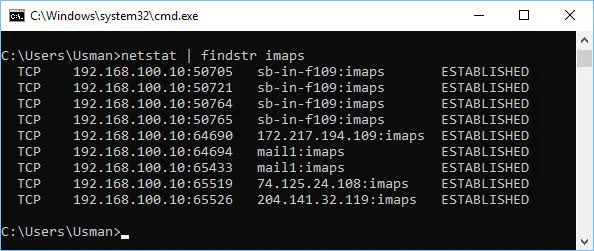 Findstr filtering imaps ports Findstr filtering imaps ports