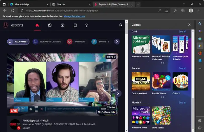 Microsoft Edge 103 Now The Optimal Browser For Gamers 2 Games menu in Edge