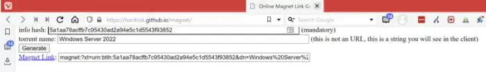Convert Direct HTTP Links Into Torrents For Easier Downloading 4 Generate magnet link from infohash
