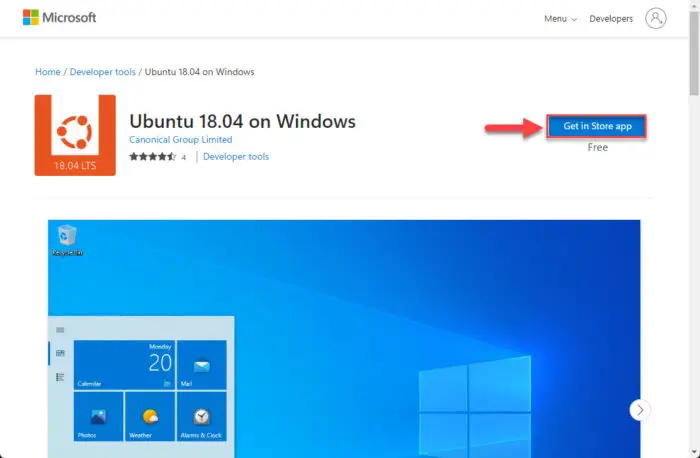 Get Linux distro in Store