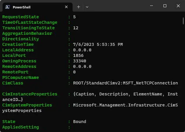 Check For Listening (Open) Ports With NetStat And PowerShell 4 Get NetTCPConnection Select Object Property