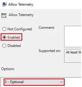 gp allow telemetry