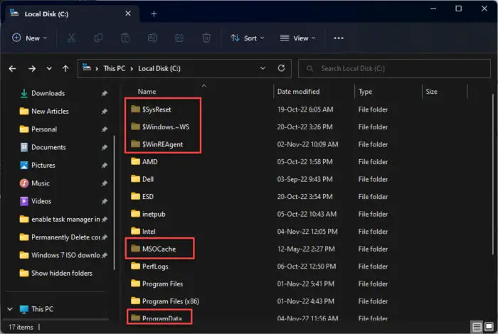How To Show Hidden And Protected Files And Folders In Windows 11/10 4 Hidden items showing in File Explorer