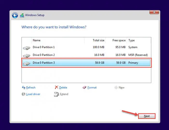 install partitions