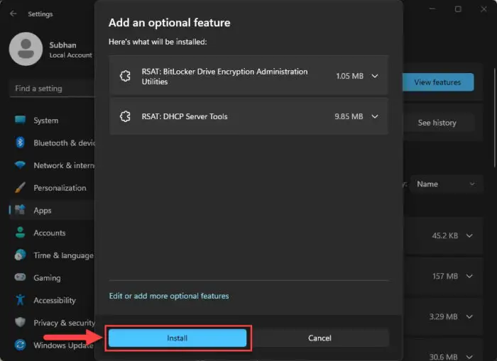 Install RSAT tools in Windows 11