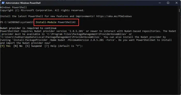 Install the PowerShellAI module