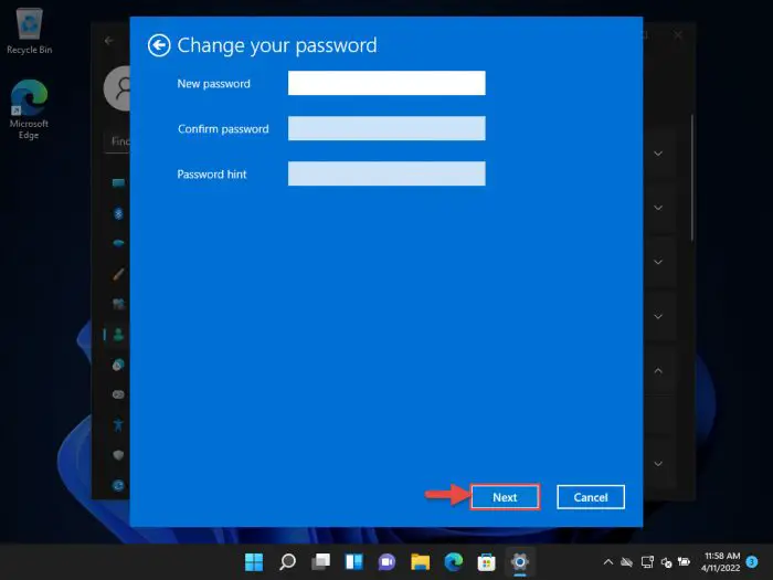 Leave password empty