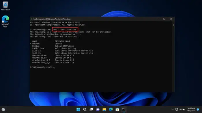 List of available Linux distros