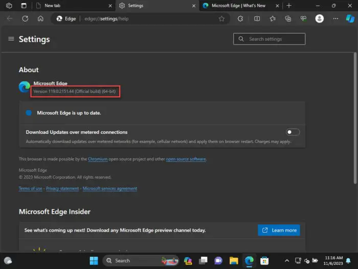 Microsoft Edge 119 Automatically Restores Split Screen Pages, Addresses Remote Code Execution Vulnerabilities 6 Microsoft Edge updated to version 119