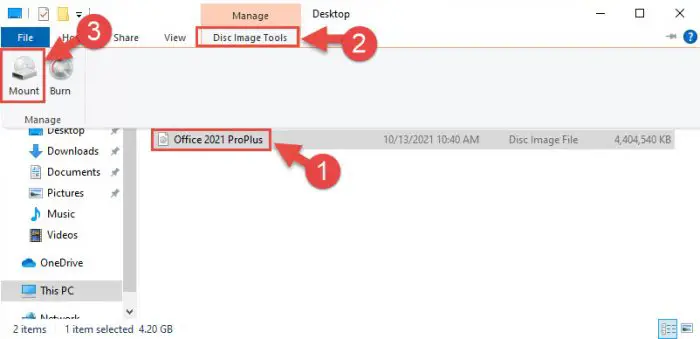 How to Mount ISO Images in Windows 11/10 4 mount ribbon win 10