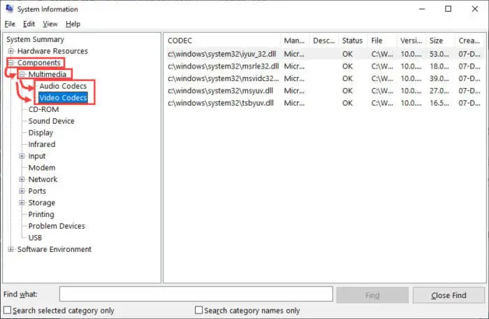 How to Check Installed Codecs in Windows 10 2 msinfo32