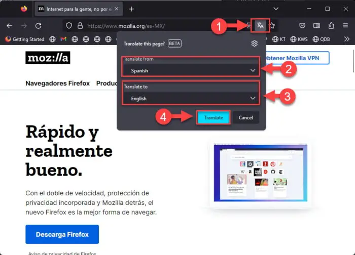 Download Mozilla Firefox 118 And 115.3 ESR With Auto-Translate 1 Native website translation in Firefox