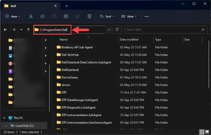 Navigate to the Dell folder