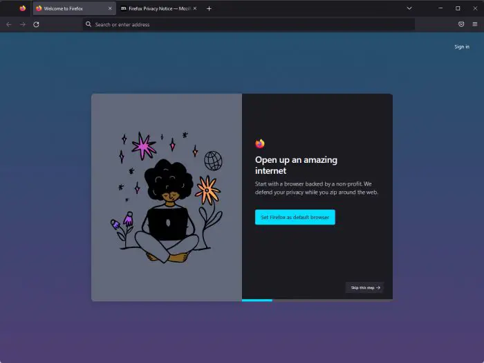 New Firefox welcome screens