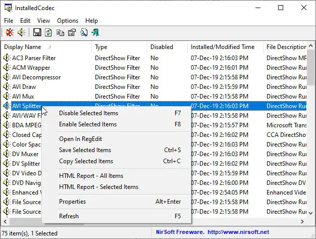 How to Check Installed Codecs in Windows 10 6 nirsoft