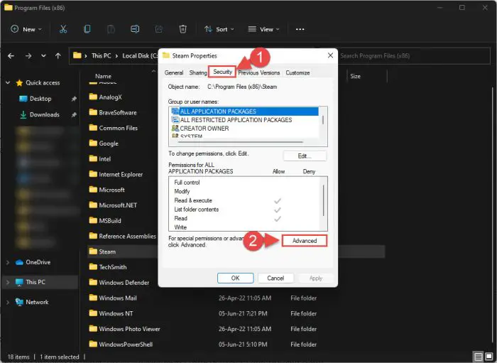Open Advanced settings