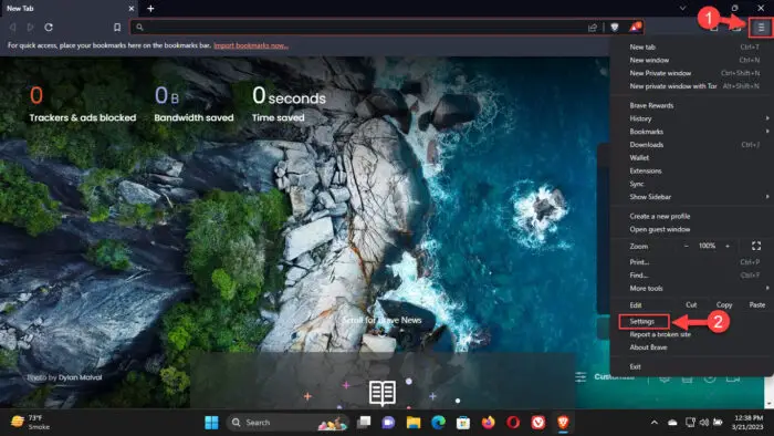 Open Brave settings